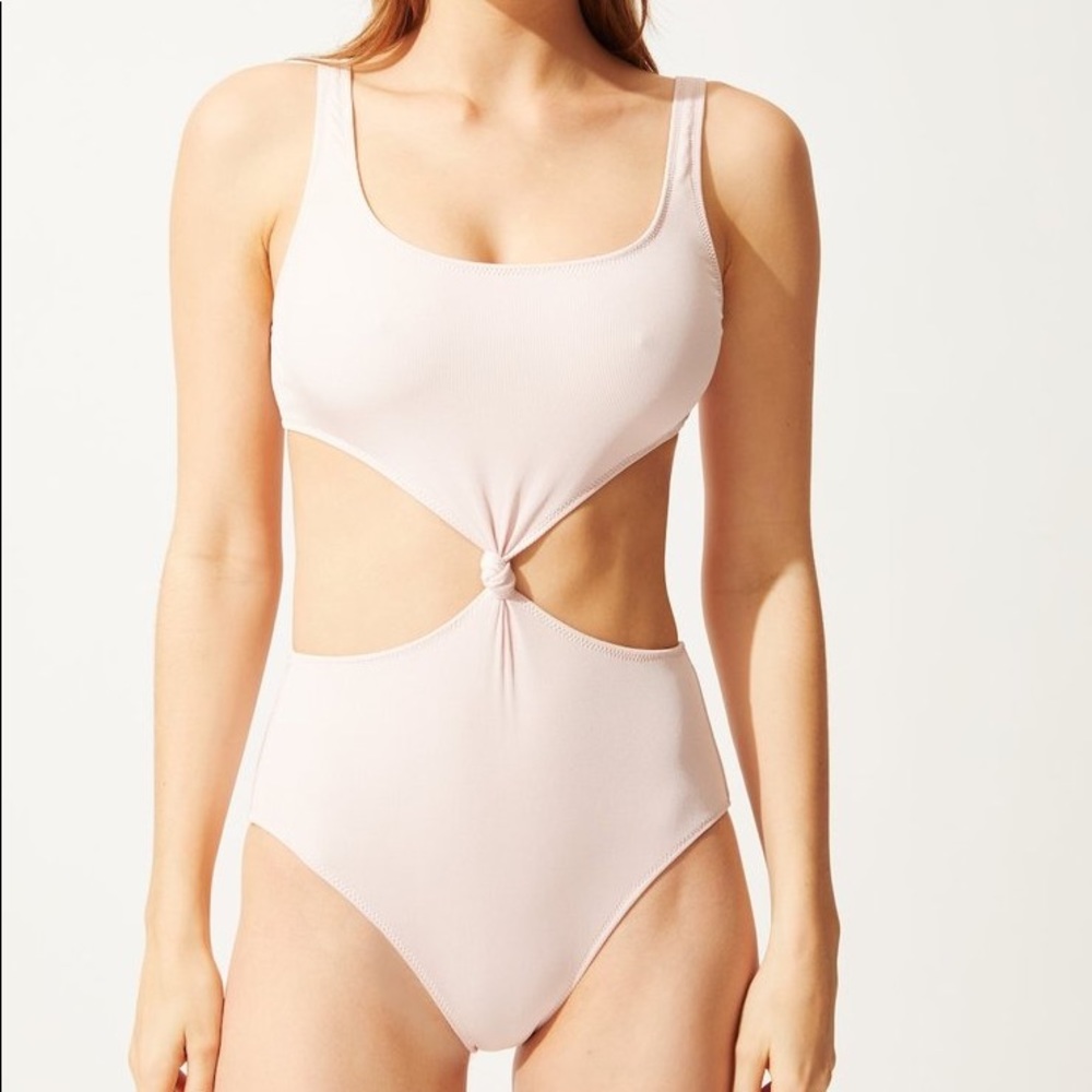 Solid and Striped one piece bathing suit